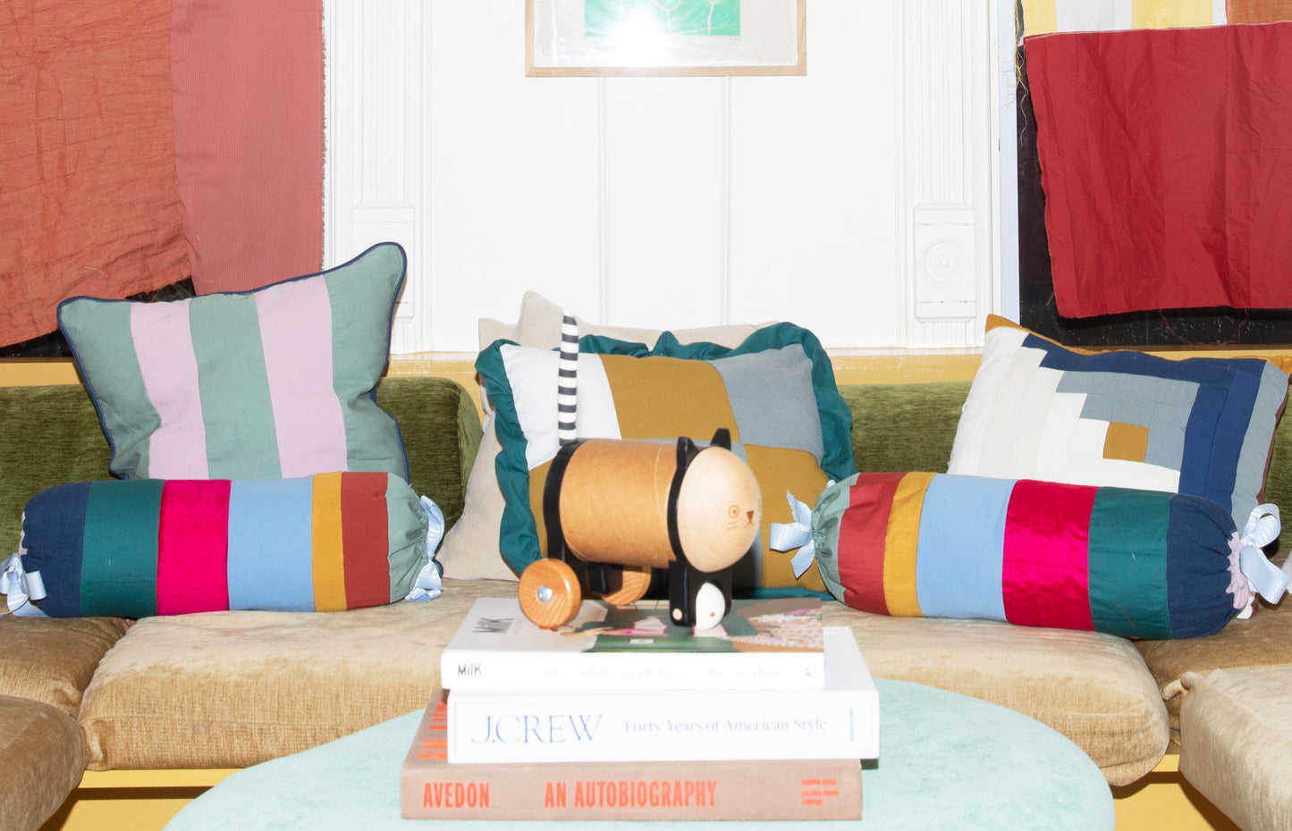 Stripe Patch Lumbar Pillow