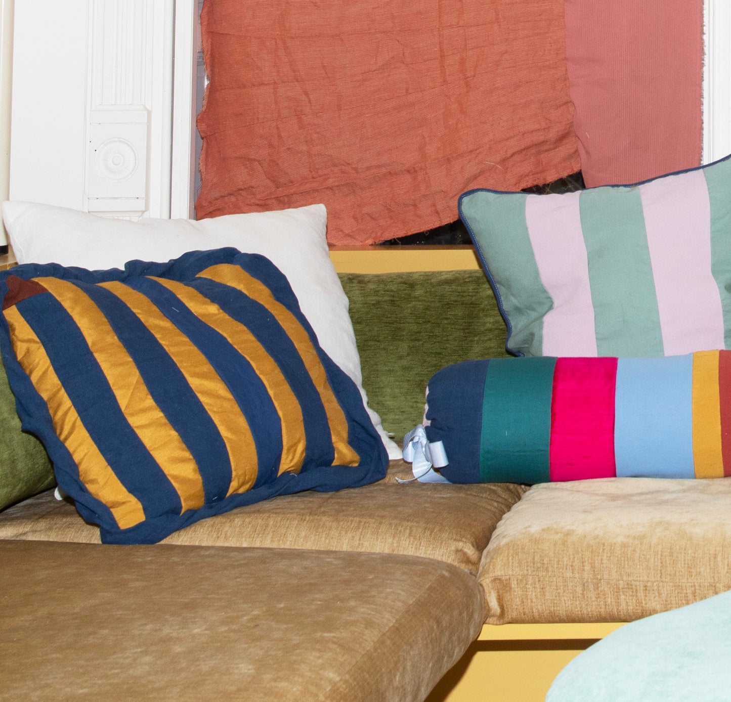 Stripe Patch Throw Pillow