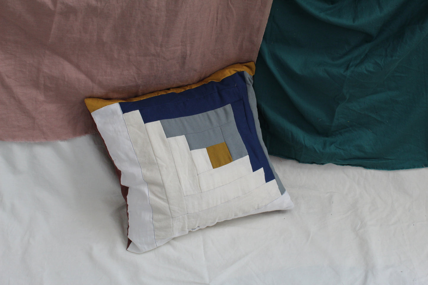 Log Cabin Patched Pillow