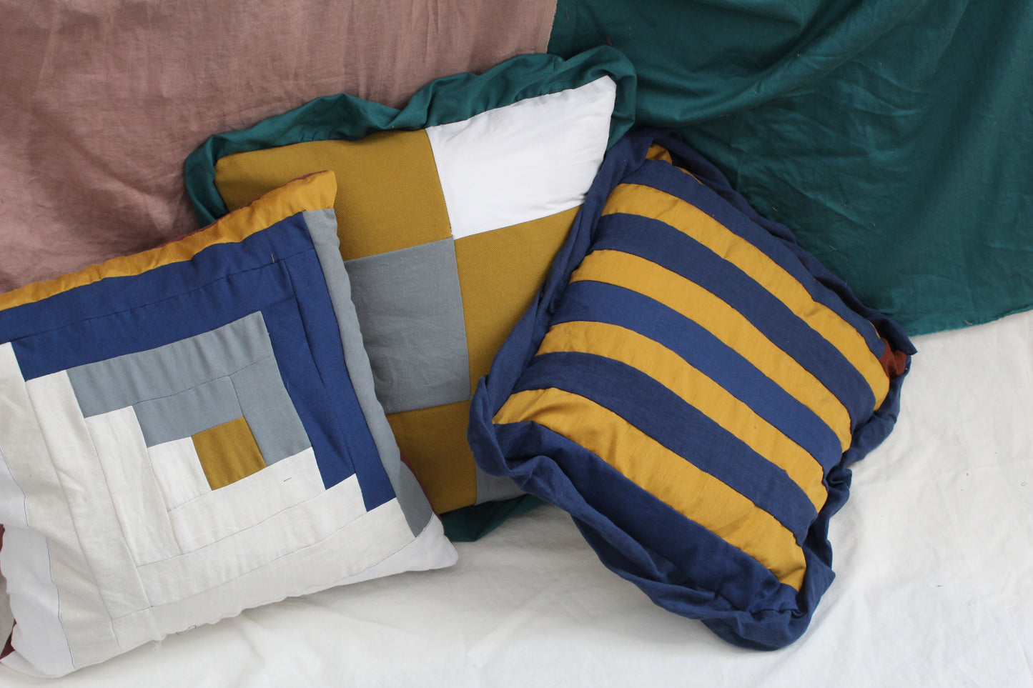 Log Cabin Patched Pillow