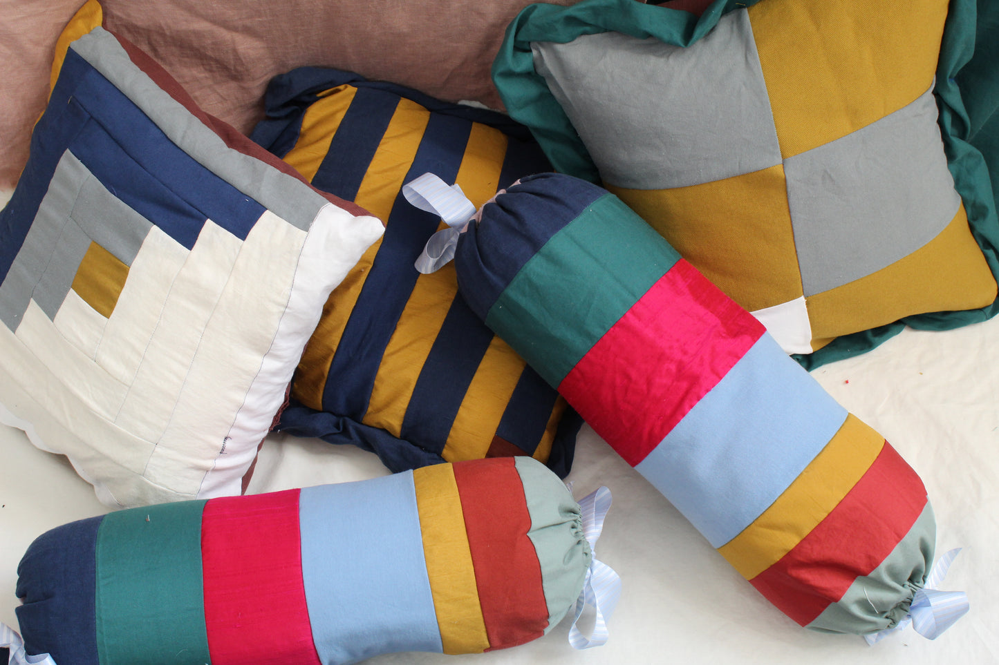Stripe Patch Lumbar Pillow