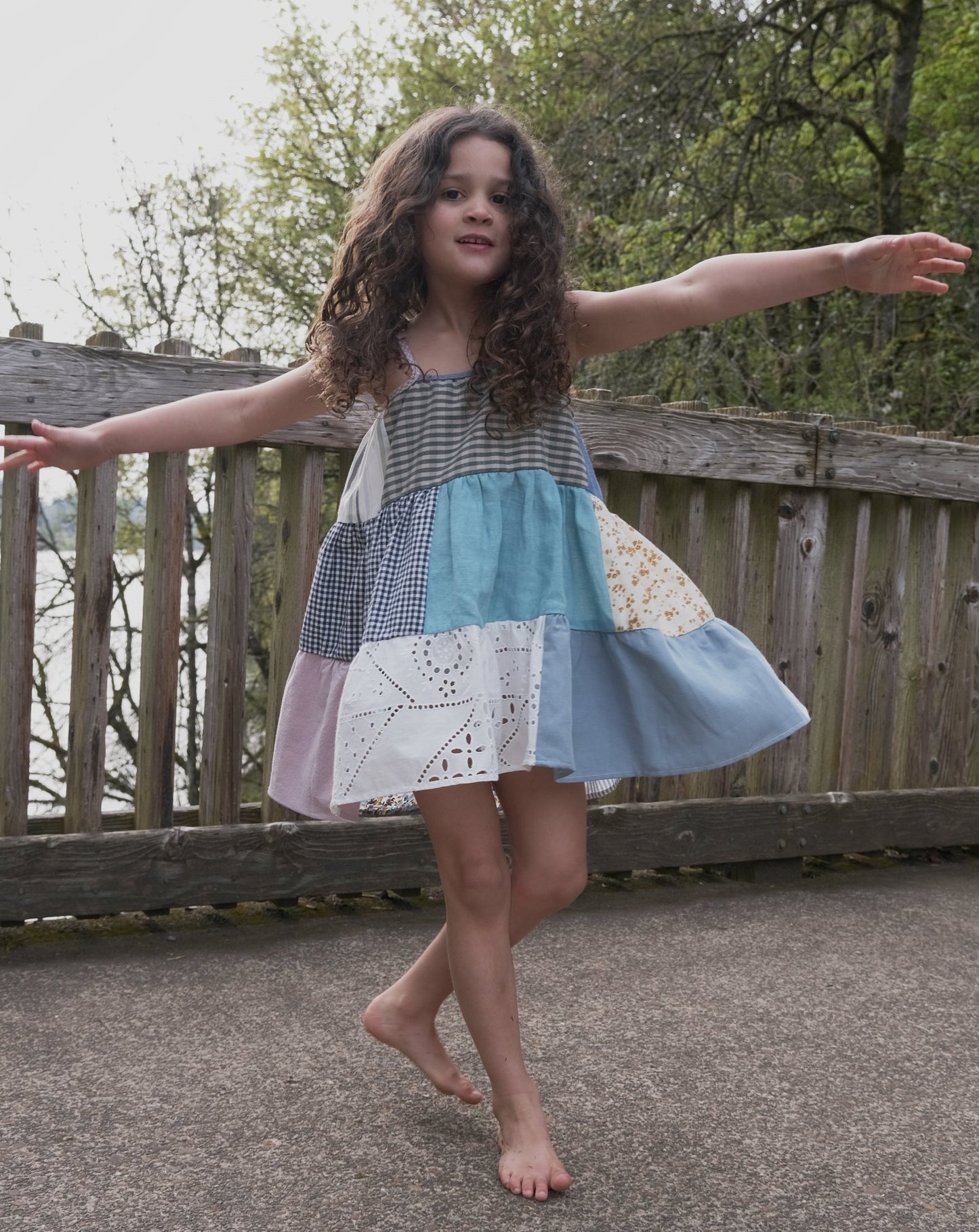 Kids Azure Patchworked Dress