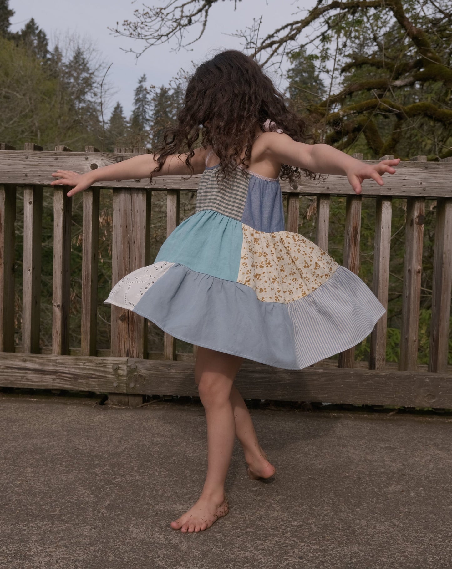Kids Azure Patchworked Dress