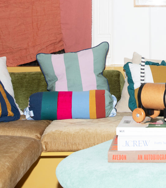 Stripe Patch Throw Pillow