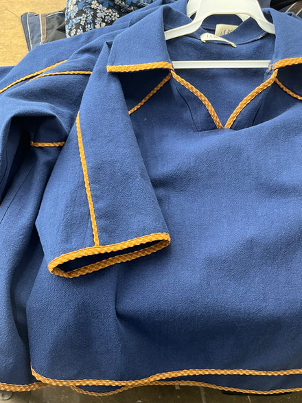 Navy Linen Chelsea Top