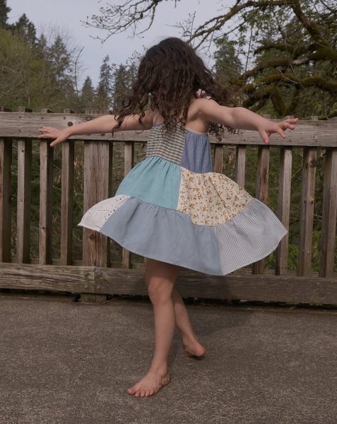 *KIDS CUSTOM* Azure Patchworked Dress
