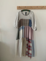 Neutral Sleeved Patchwork Dress