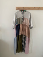 Neutral Sleeved Patchwork Dress