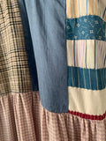 Neutral Sleeved Patchwork Dress