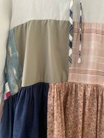 Neutral Sleeved Patchwork Dress